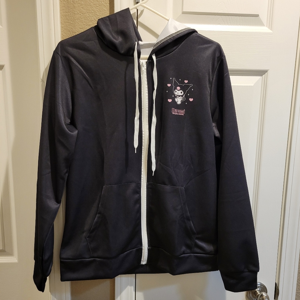Melody Kuromi Cartoon Casual Jacket Women's Zip Hooded Sweater Coat
